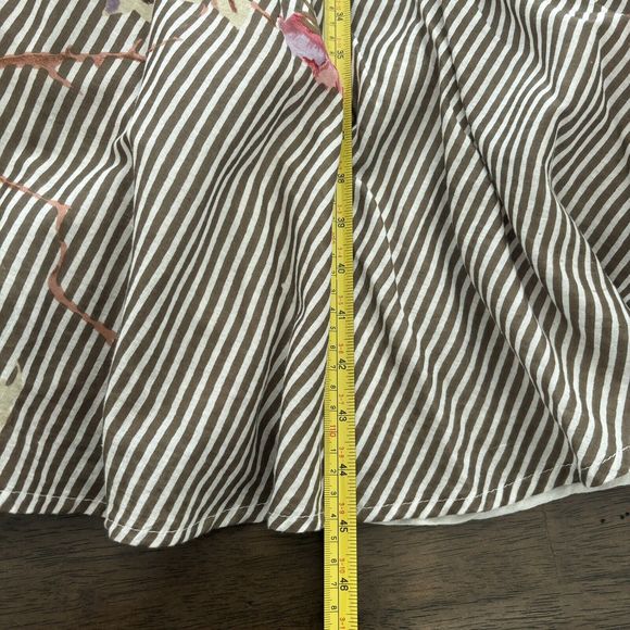 Antica Sartoria Brown White Striped Floral Print Petticoat Sun Dress Womens 3 - Picture 8 of 10